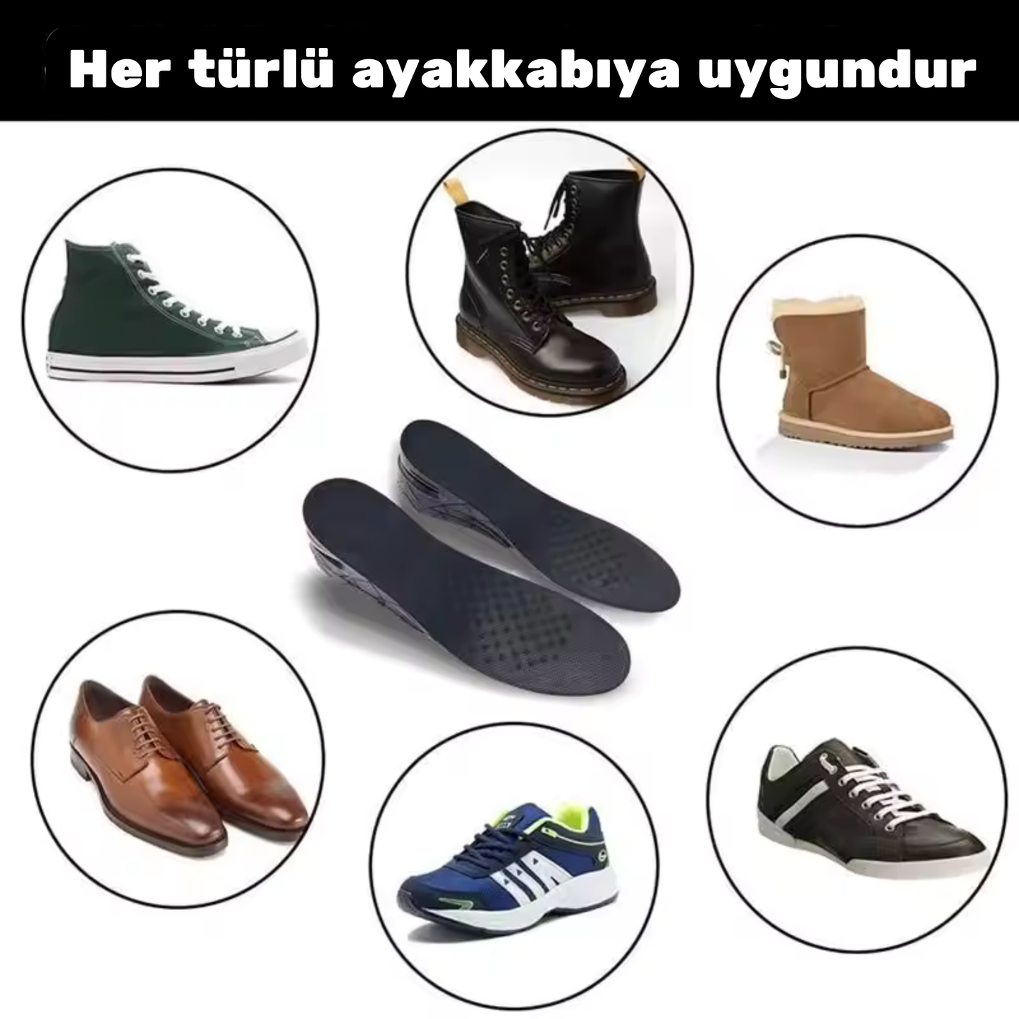 Gizli Topuk Hava Yastıklı Boy Uzatıcı Tabanlık